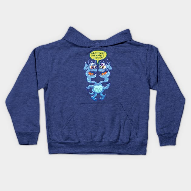 Worried two-headed alien asking what is wrong with having three eyes Kids Hoodie by zooco